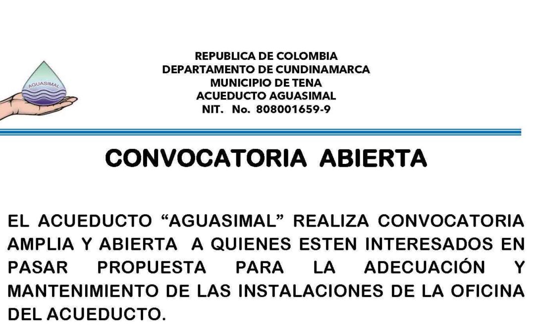 Convocatoria – Adecuación y mantenimiento de las instalaciones de la oficina del acueducto