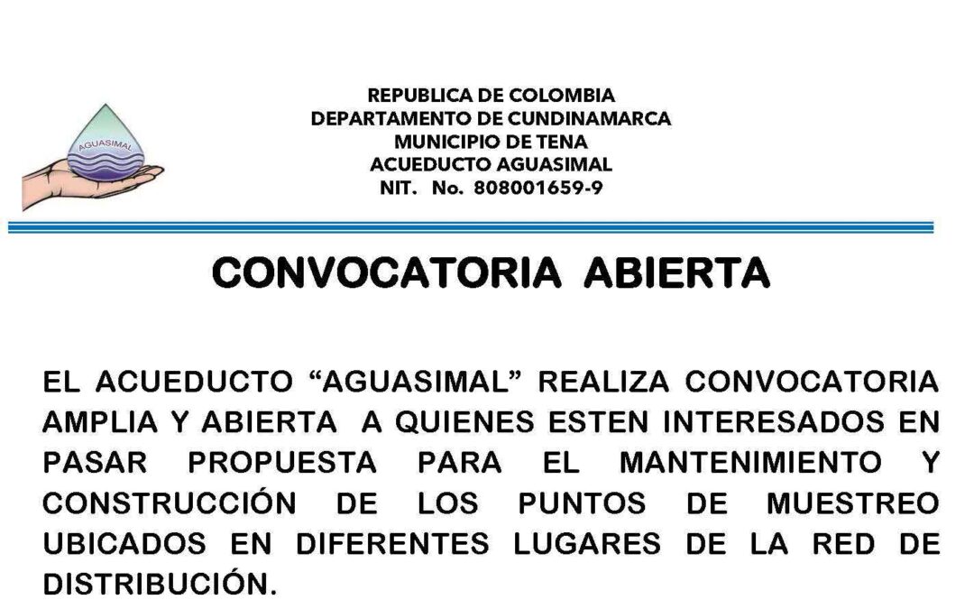 Convocatoria – Mantenimiento y construcción de los puntos de muestreo