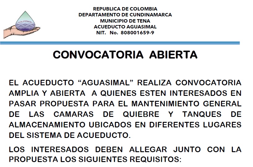 Convocatoria – Mantenimiento de las cámaras de quiebre y tanques de almacenamiento