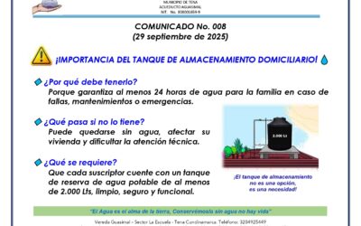 Comunicado 008 – Importancia del tanque de almacenamiento